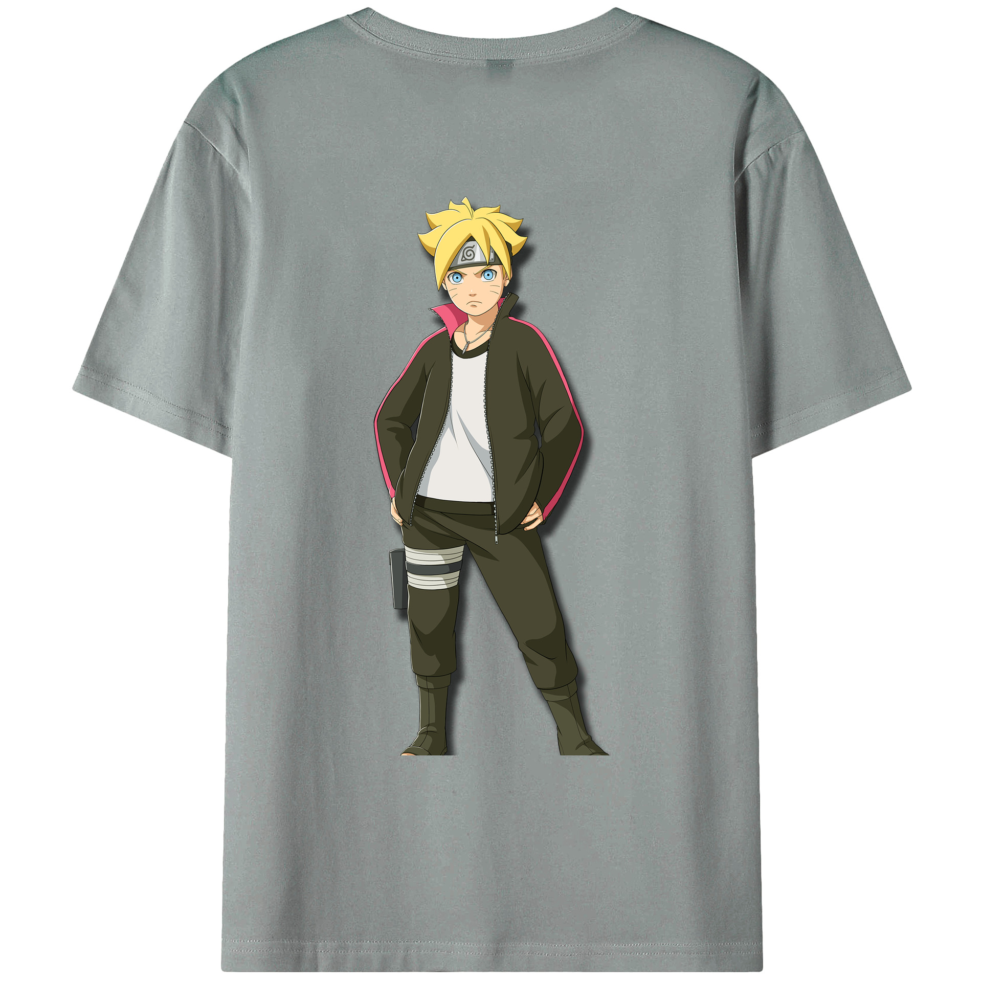 （画像用） NARUTO -ナルト- うずまき ボルト Uzumaki Boruto 綿100％ メンズ半袖Tシャツ（バックプリント） 通気性